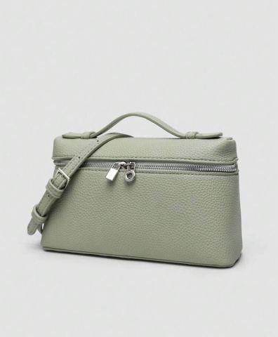 Pistachio leather PV Texture Light Green Crossbody Handbag | in
