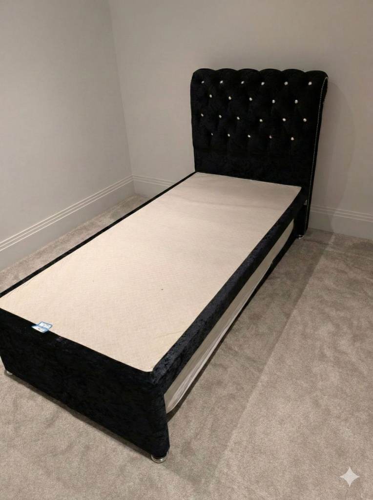 Black Velvet Single guest bed with trundle bed