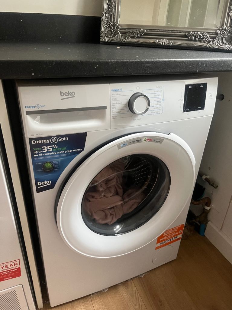New washing machine in packaging
