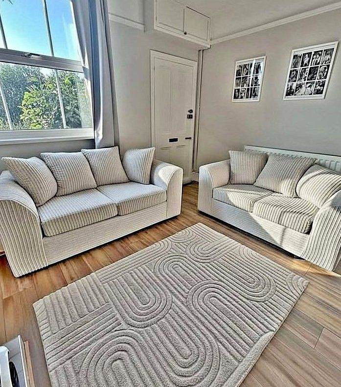 Beige Fabric Sofa Set – Two and Three Seater, 