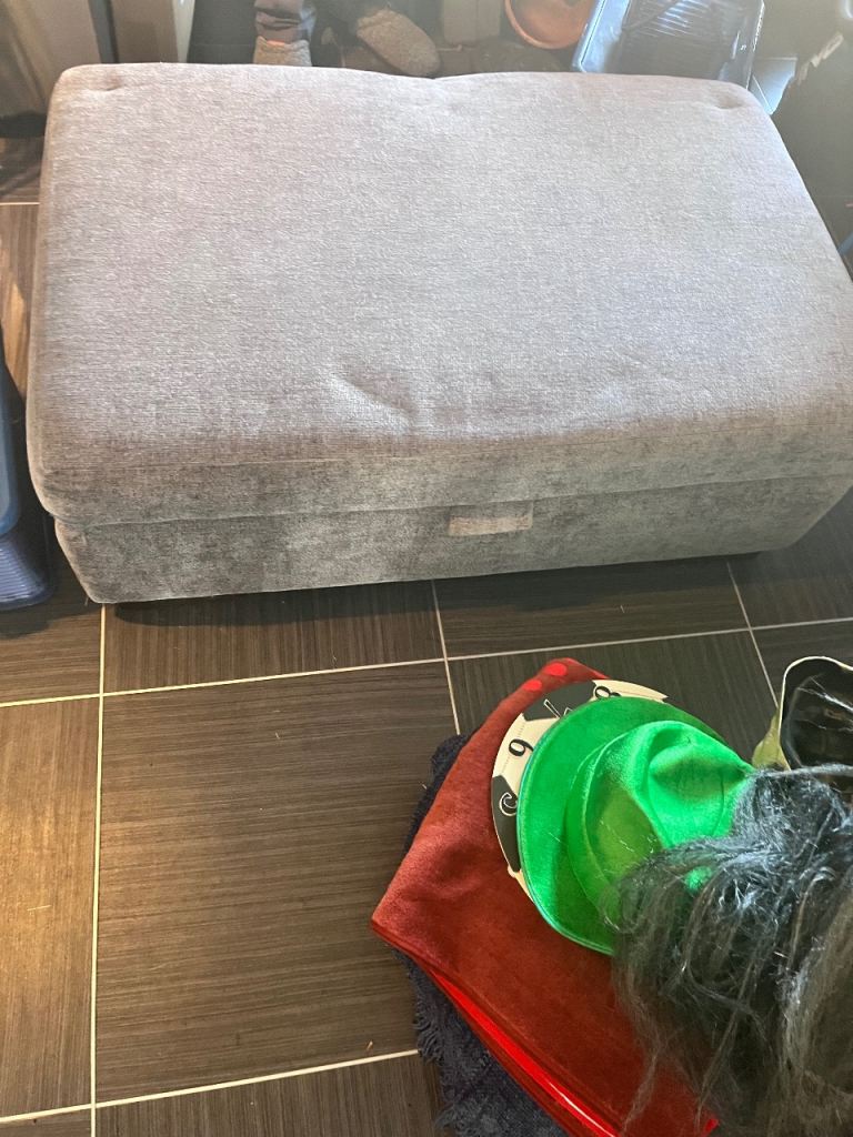 Grey material ottoman with storage footstool