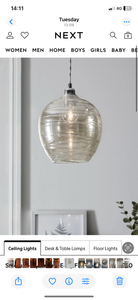 Next Smoke Grey Drizzle Easy Fit Pendant Lamp Shade x 2