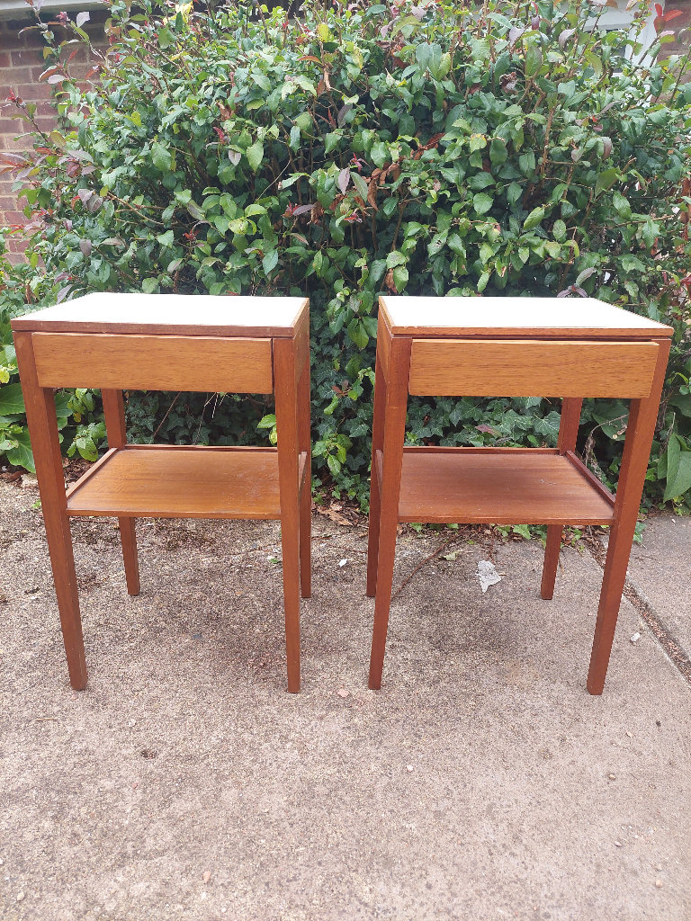 2x Mid Century 1960s Remploy military side tables