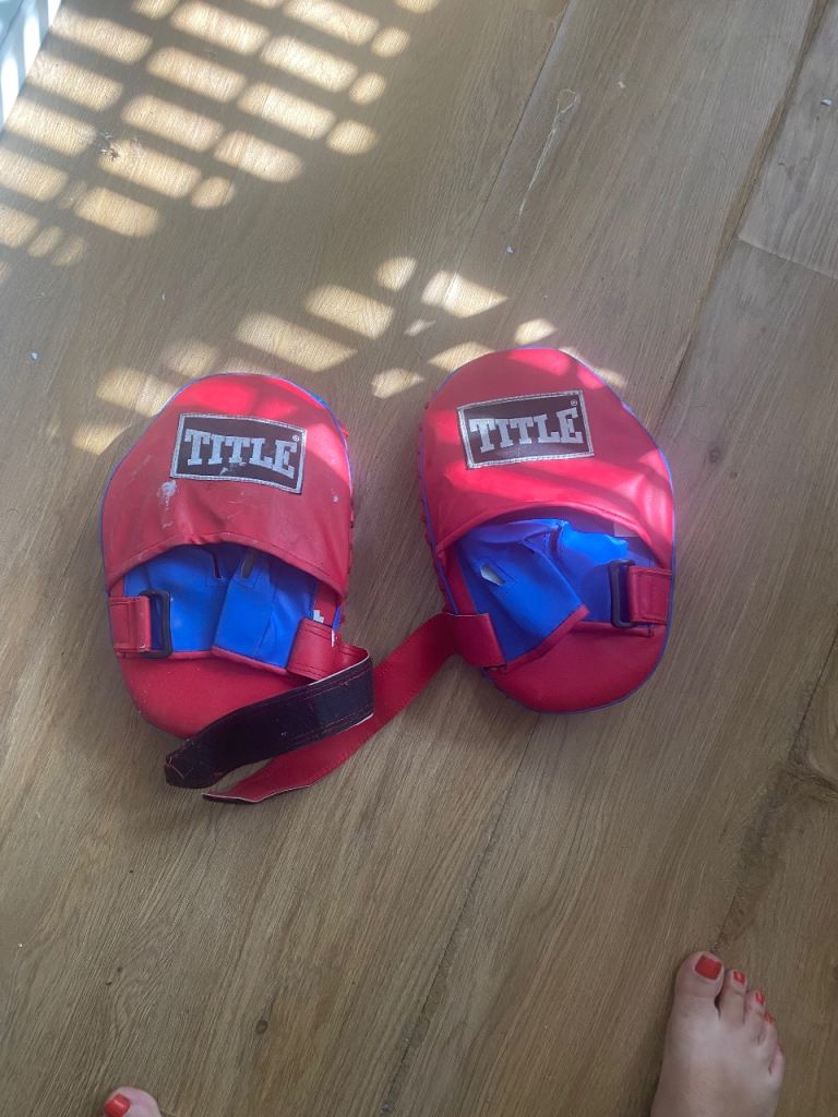TITLE Boxing Focus Mitts – Red and Blue, Good Condition