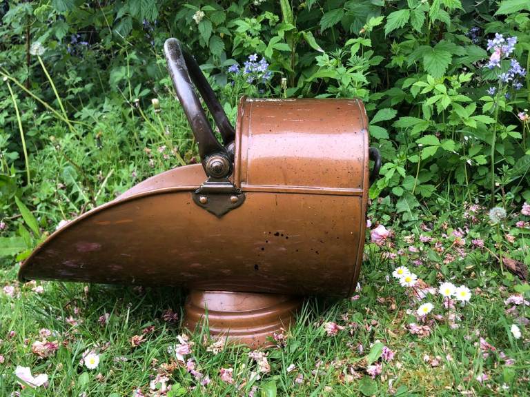 Antique brass coal scuttle