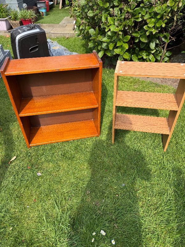 Two Wooden Book Cases Shelves Ex condition 