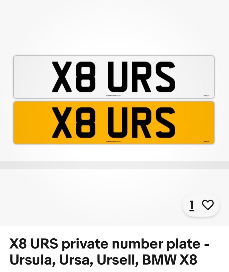 Private number plate X8 URS