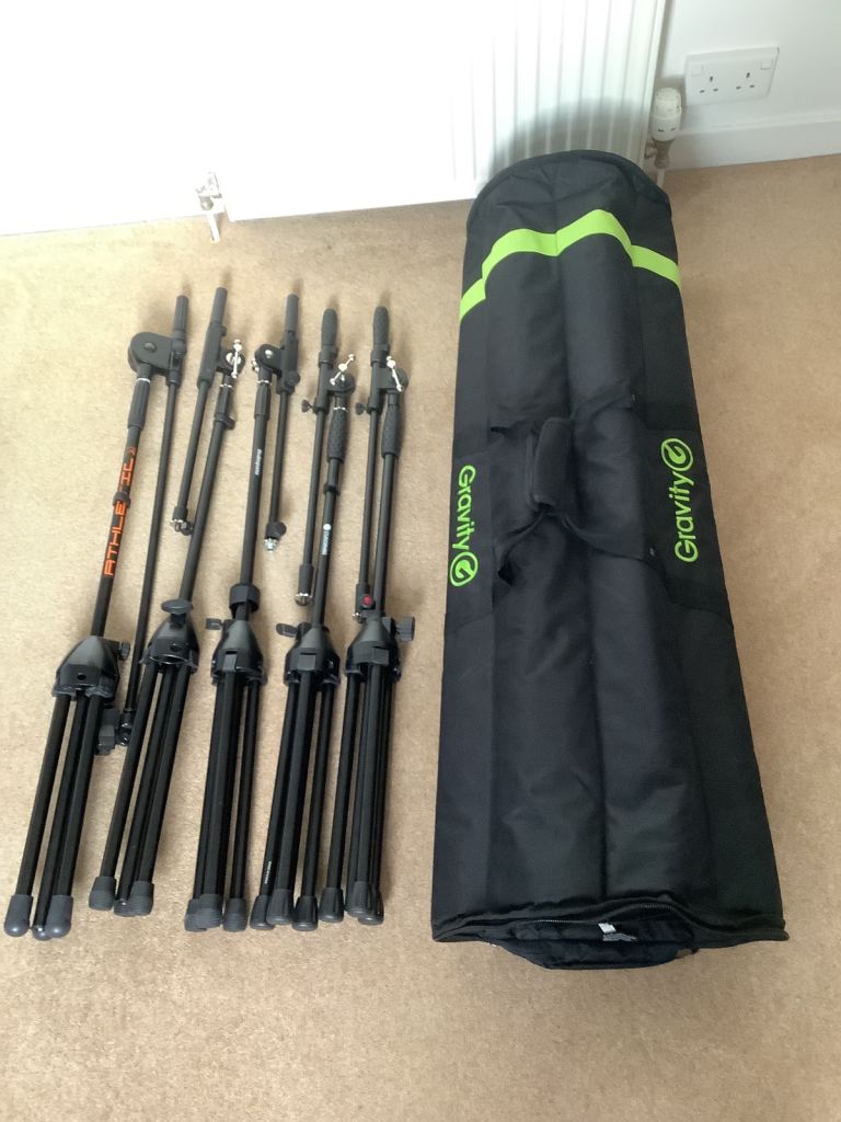 Microphone stands with bags