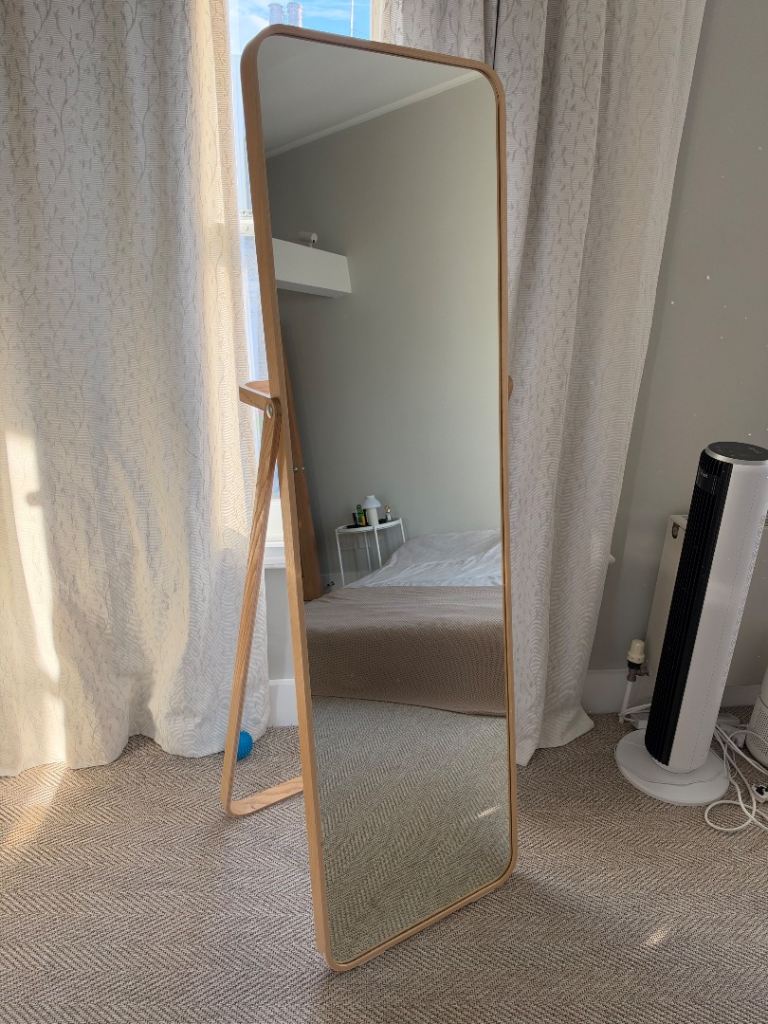 Full-Length Wooden Frame Mirror – Good Condition