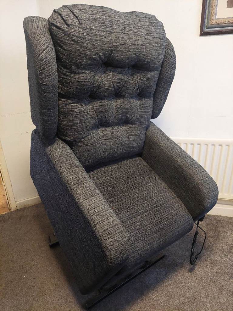 Chair - Quality Comfy SEMINAR Riser Recliner Charcoal Grey Fabric Chair. Lifting Capacity is 130kg 