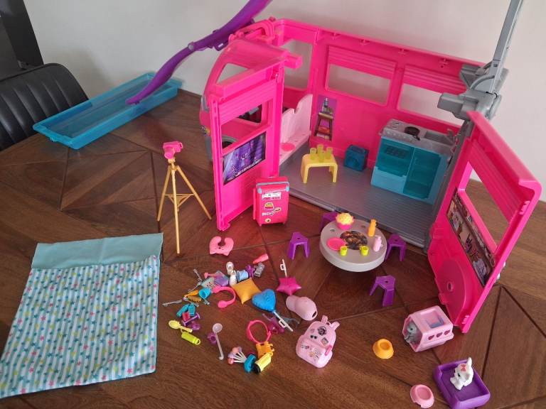Barbie Camper Van Playset with Accessories – Good Condition