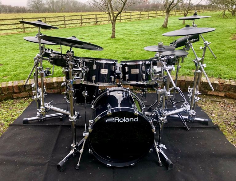 2x Gibraltar Chrome V-Stealth drum racks w/5x extra clamps, 2x long extra uprights w/top mounts