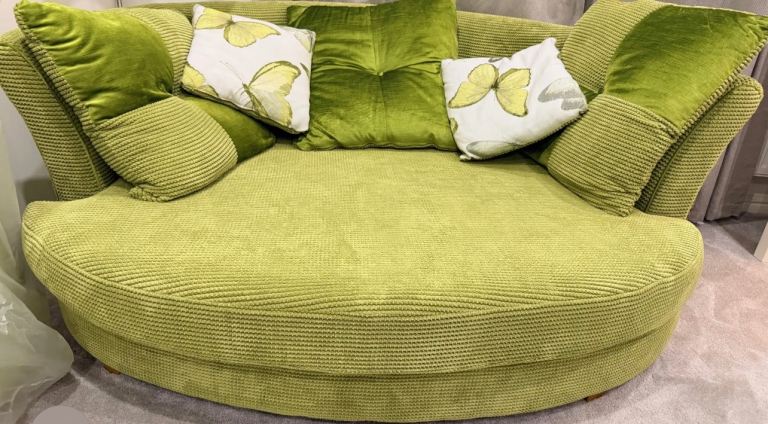 image for Lime green curved "cuddler" sofa 