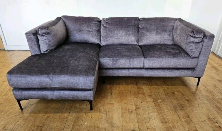Brand New Harlam LHF Corner Sofa - Vouge Velvet Grey RRP £1999