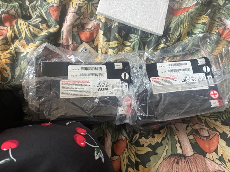 Pair of New Leoch AGM Batteries – Sealed, Unused