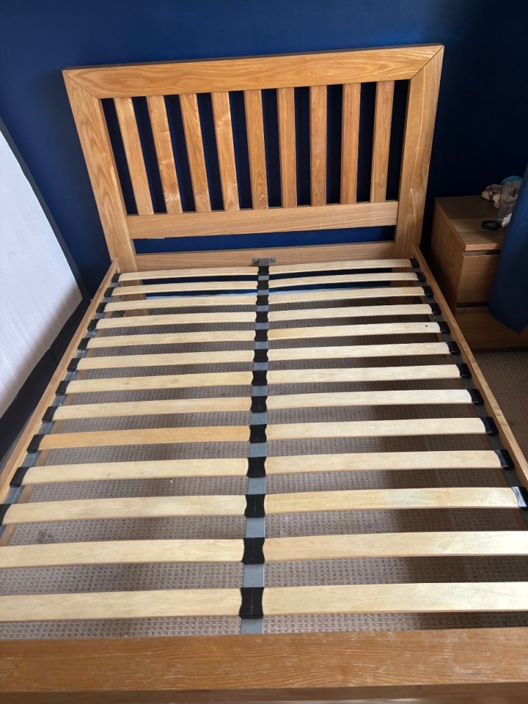 Solid oak double bed frame