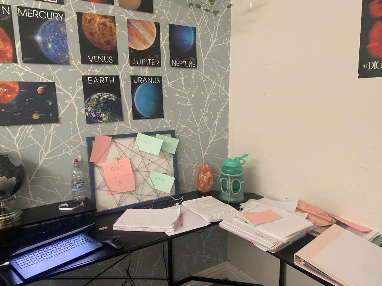 Black study desk etc.