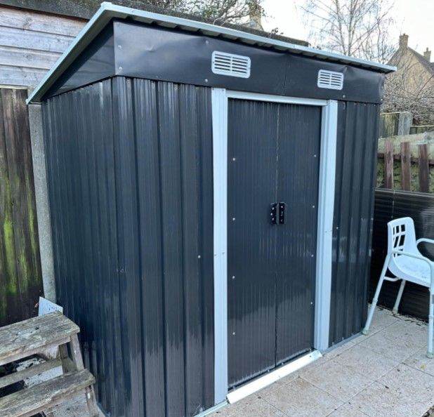 Small Walk-In Metal Garden Shed – Secure Outdoor Storage