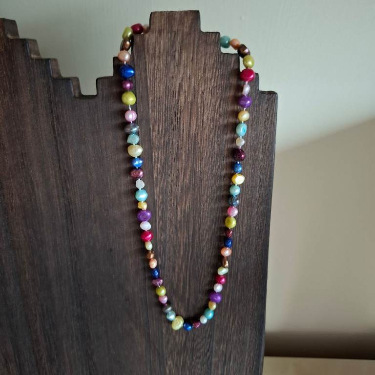 Multicoloured baroque pearl necklace