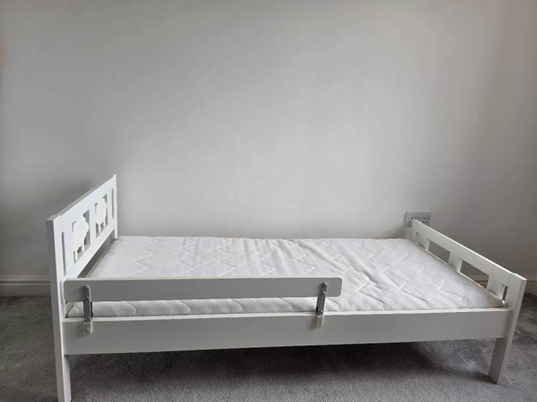 IKEA Kritter child bed with guard rail and mattress 