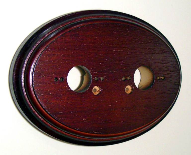 Period Oval Double Mahogany Pattress - For Mounting Two Period Dolly Light Switches
