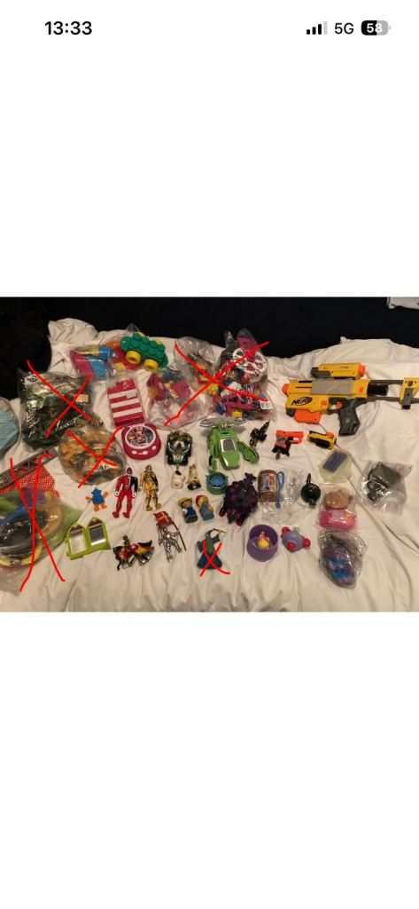 Job Lot Of Kids Toys- Nerf,Fake Lego,Power Ranger, McDonalds toys etc