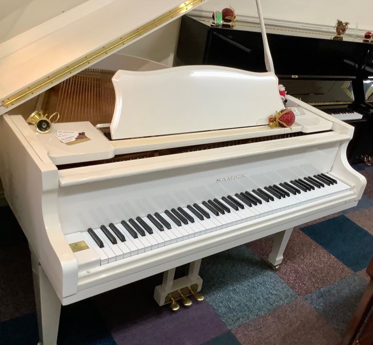 Samick White Baby Grand Piano - Good Condition