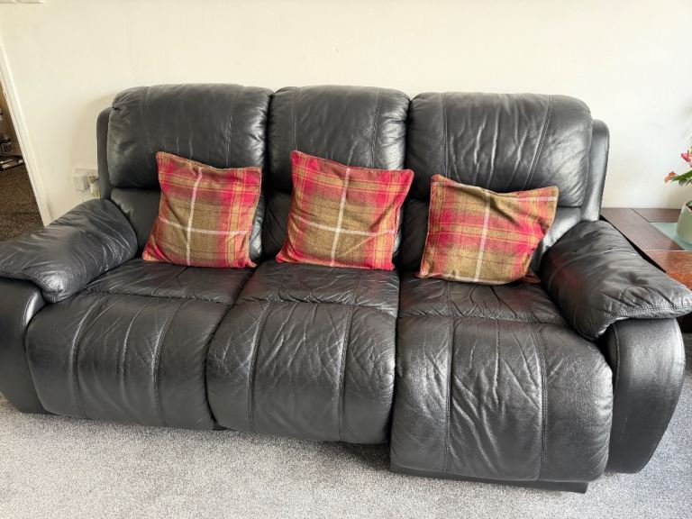 FREE: Large Corner Sofa - Brown Leather, Good Condition