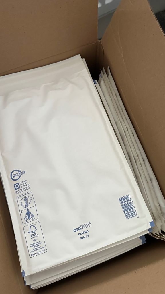 White packaging envelopes 