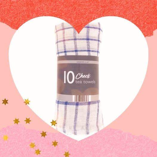 Pack of 10 Check Tea Towels