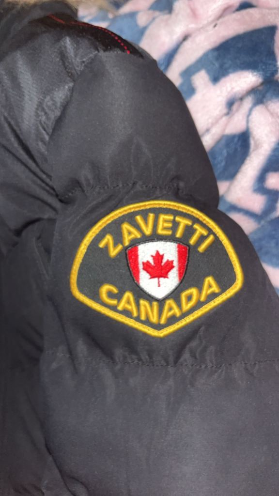 Zavetti Canada Puffer Jacket with Faux Fur Hood – Black, Good Condition