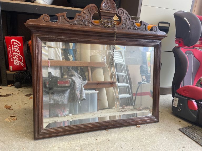 Vintage Dark Oak Bevelled Mirror