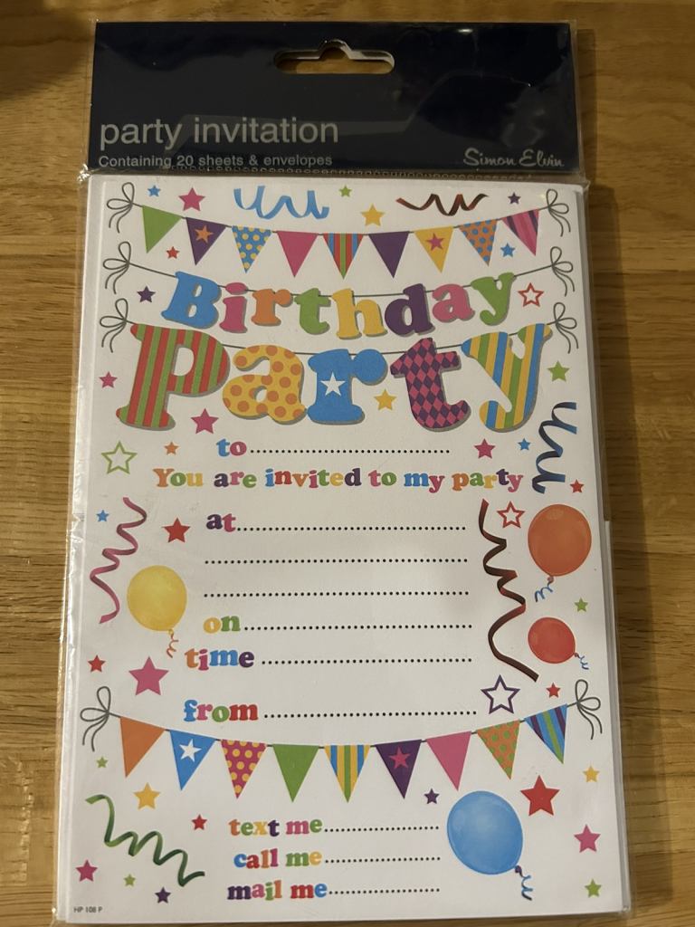 x20 Birthday Party invitations brand new 