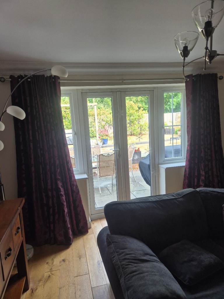 Full length burgundy thermal lined curtains 