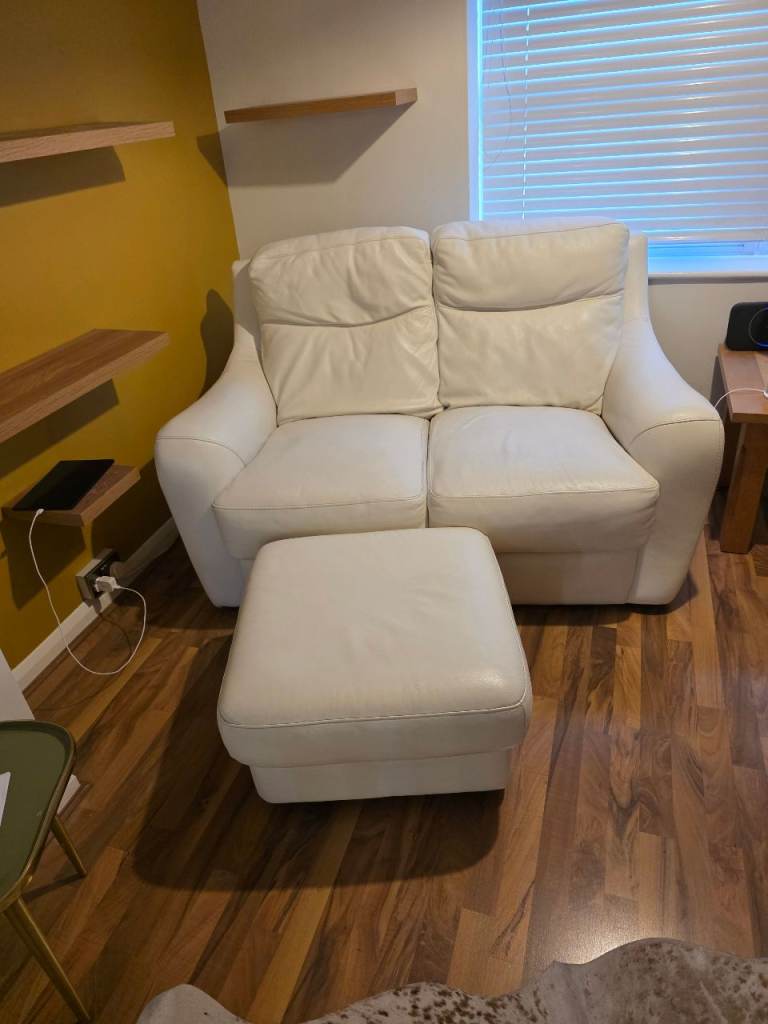 Two Two Seater Sofas and Footstool