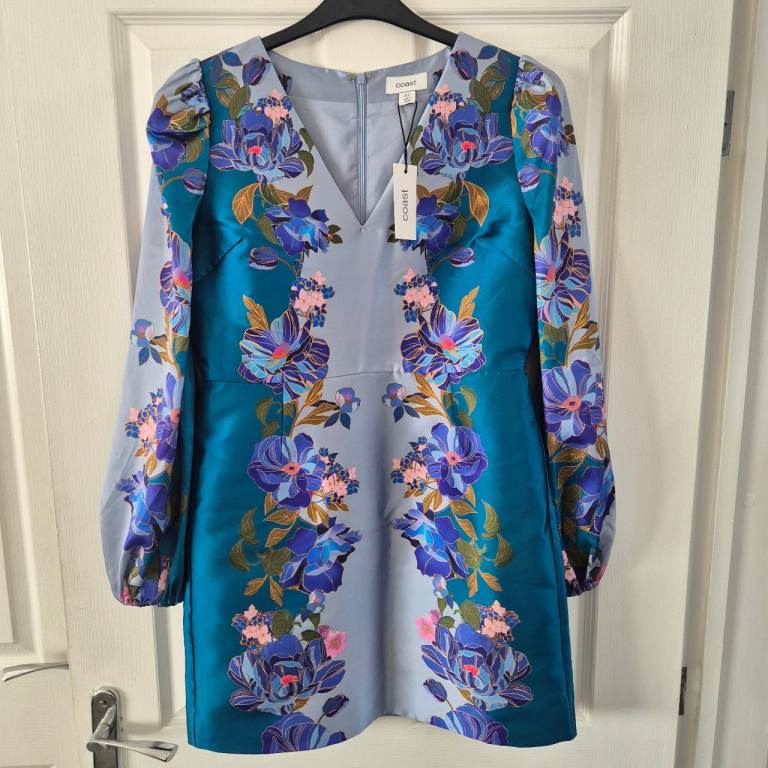 Coast placement print satin twill mini dress size 12 New with Tags