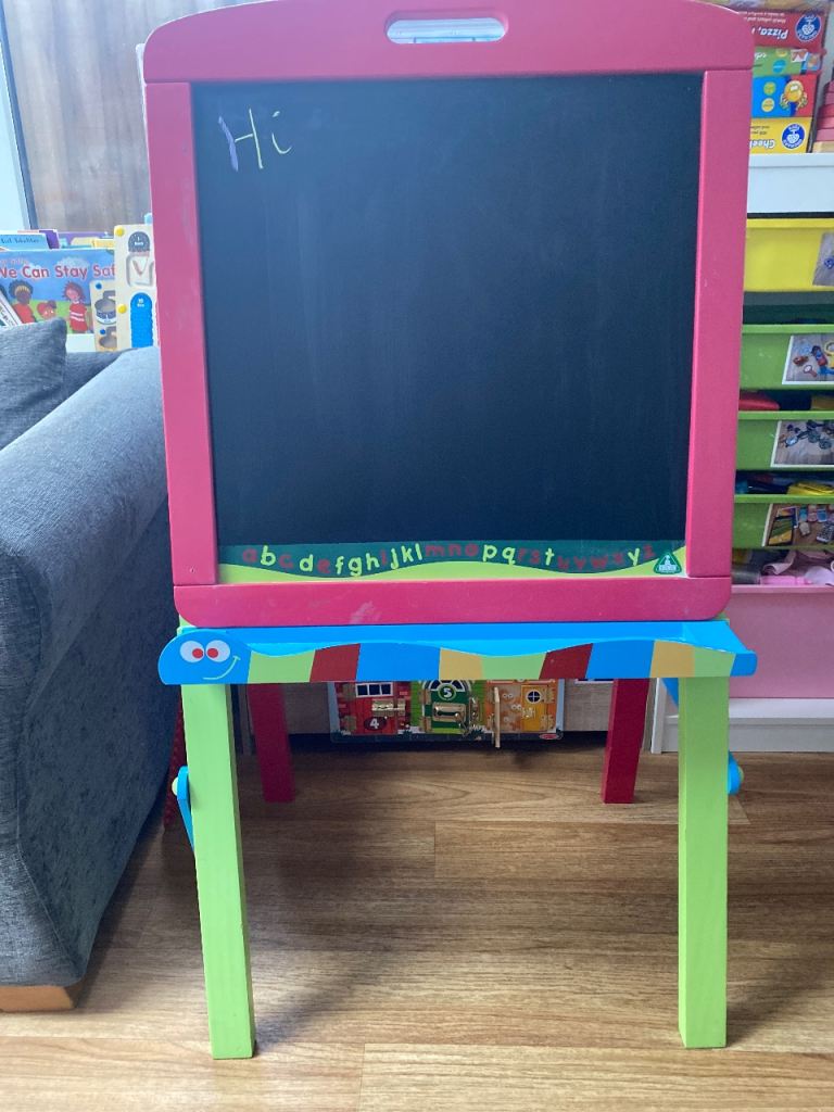 Children’s wooden chalkboard  and easel