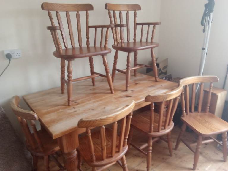 Pine table and chairs 