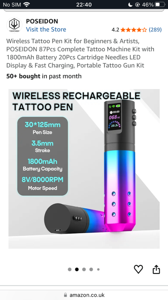 POSEIDON Wireless Rechargeable Tattoo Pen 