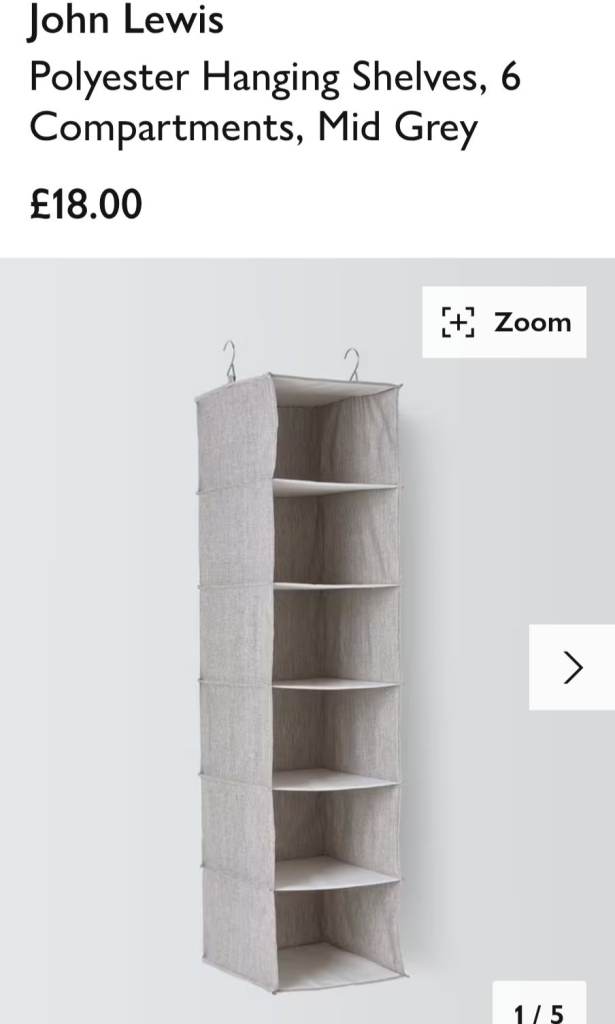 John Lewis Grey hanging storage 