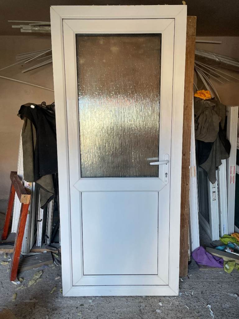 UPVC DOOR 201.5 x 86.5 cm - BEAUTIFUL UPVC DOUBLE GLAZED DOOR - OBSCURE GLASS (REF: DX201)