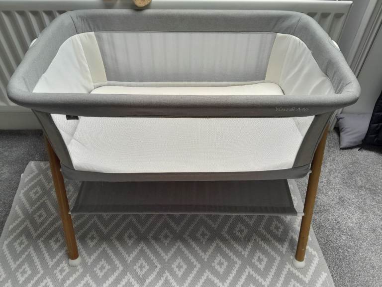 Grey babylo you & me bedside crib snuzpod