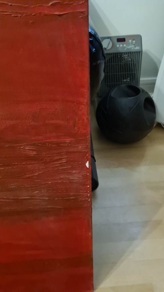 Set of 3 beautiful hand painted deep red burgundy art canvases  60 x 80cm