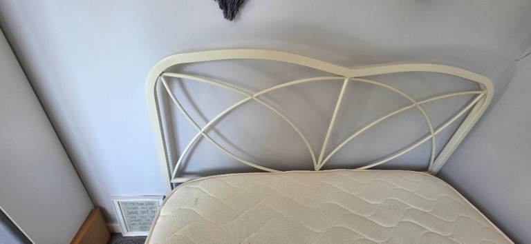 Cream metal double bed frame