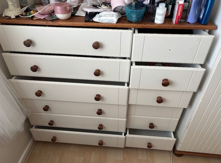 Bedroom set, (wardrobe, large drawers, and small bedside table)