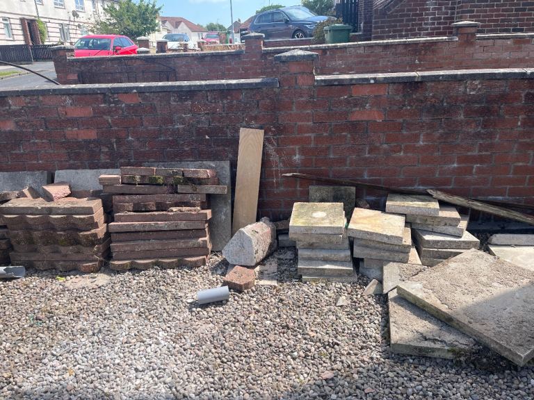 Mixed Paving Slabs and Garden Bricks – Used Condition