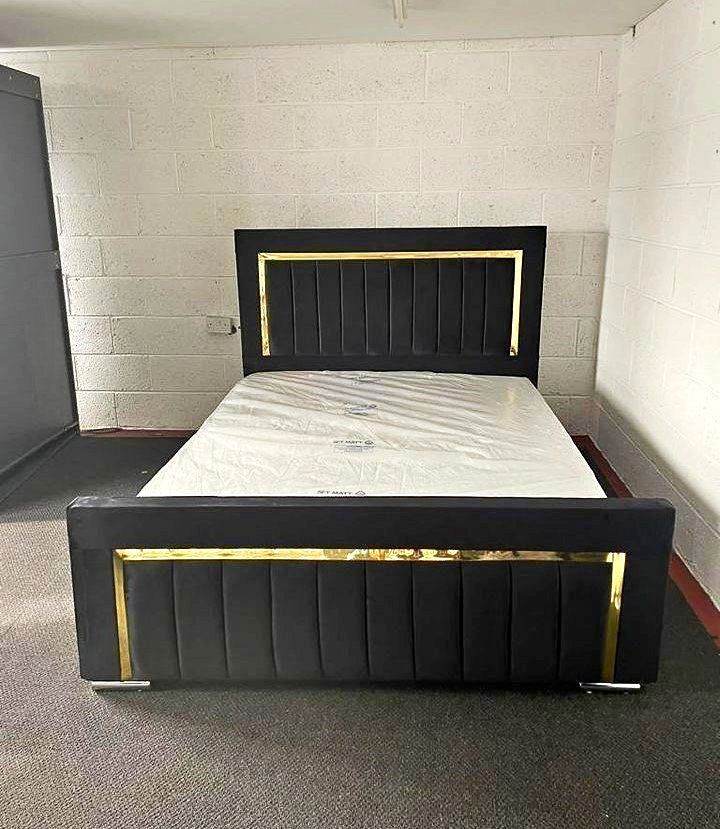 >🚛 Transform Your Space with the Cordoba Double & King Bed Frame (Golden Strips) > 15% OFF > Order