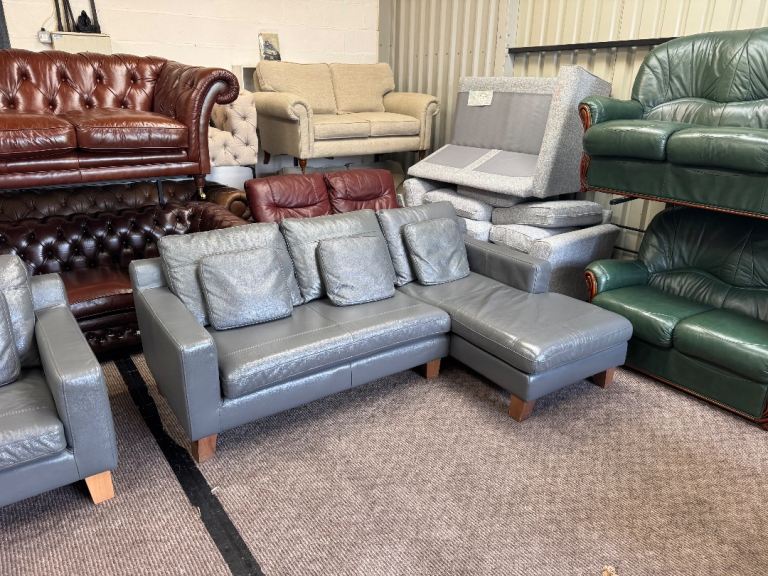 Dwell grey leather corner sofa Delivery available