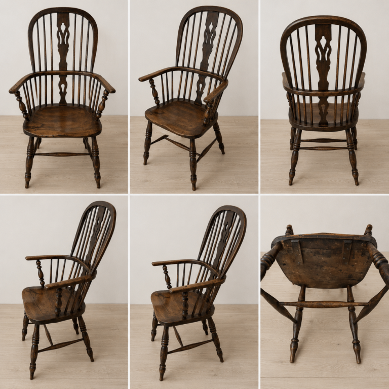Antique Windsor Armchair – 19th Century Style Solid Oak Chair