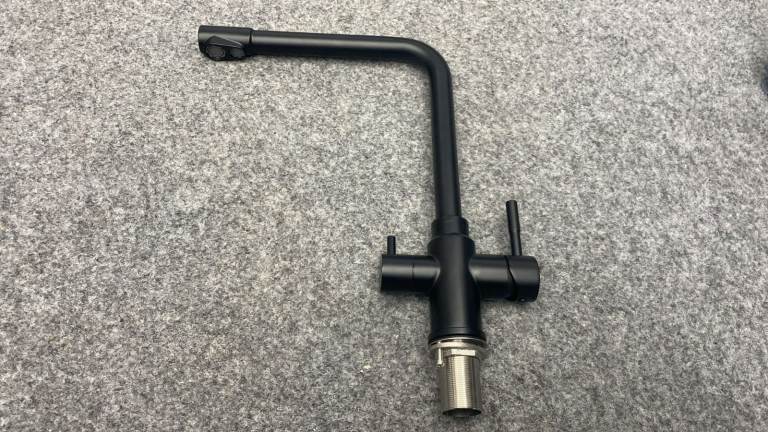 Matte Black Dual-Handle Kitchen Mixer Tap with Extended Swivel Spout